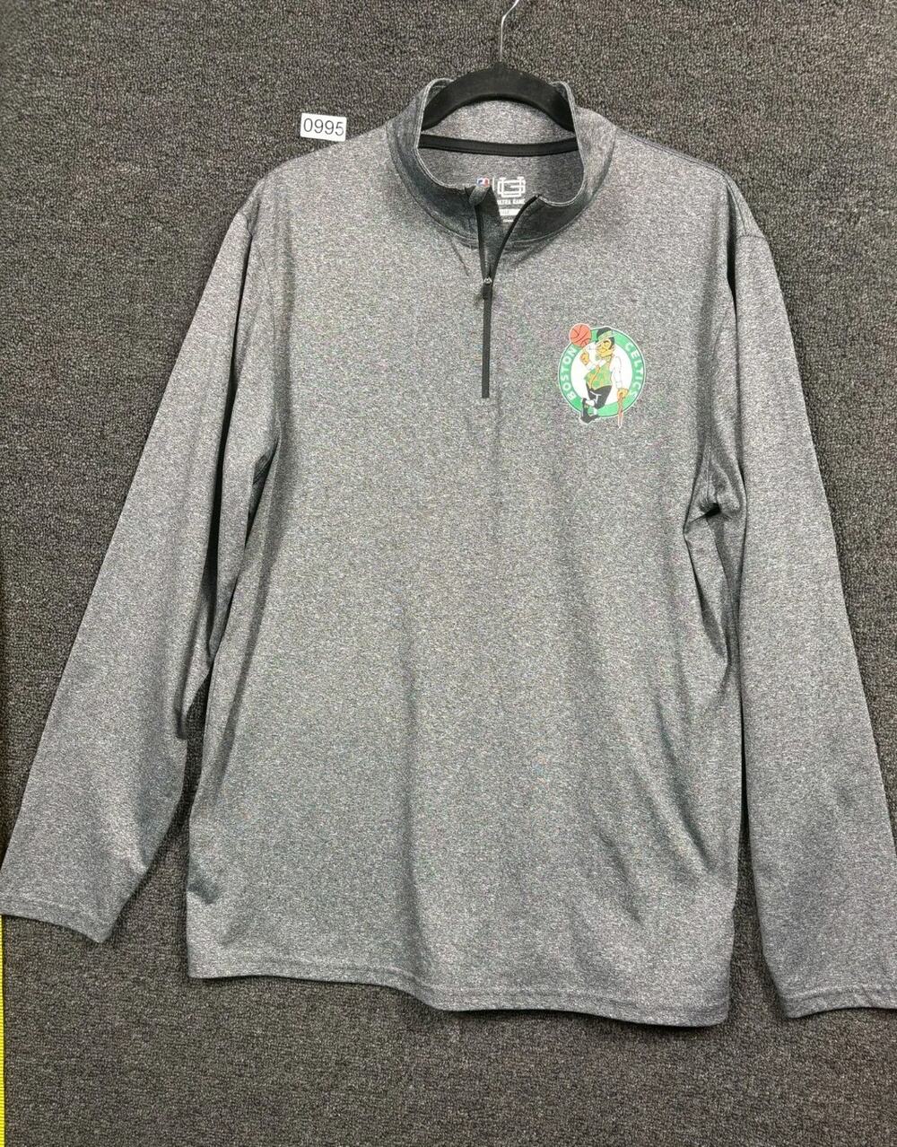 Boston Celtics Sweatshirt Pullover Mens Size L Gray 1/4 Zip NBA U Long Sleeve
